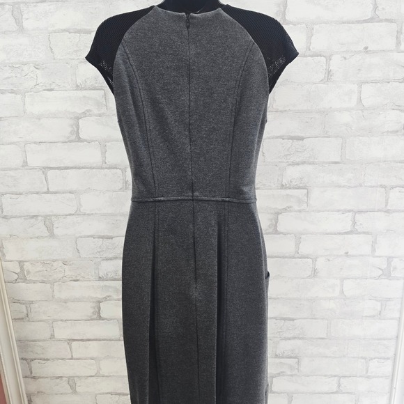 Nanette Lepore Sheath Dress Zipper Mesh Cap Sleeve Gray Size 4 - Picture 6 of 9